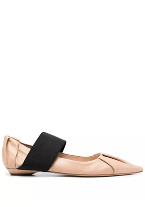 Bruno Frisoni pointed-toe leather ballerina shoes - Neutrals