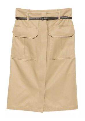Juun.J belted midi skirt - Neutrals