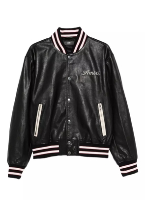 AMIRI embroidered leather varsity jacket - Black