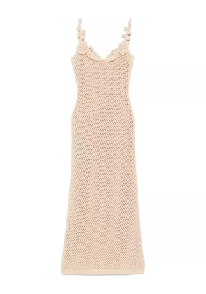 Elie Saab floral-appliqué mesh dress - Neutrals