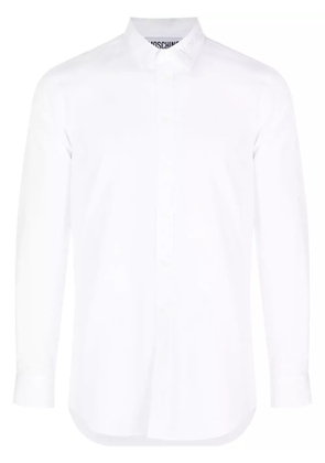 Moschino logo-embroidered long-sleeve cotton shirt - White