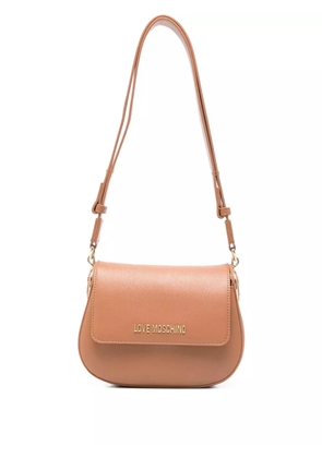 Love Moschino logo-plaque curved shoulder bag - Brown