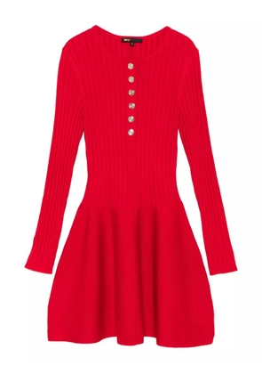 Maje button-front ribbed dress - Red