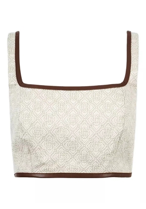 Casablanca geometric-pattern square-neck top - White