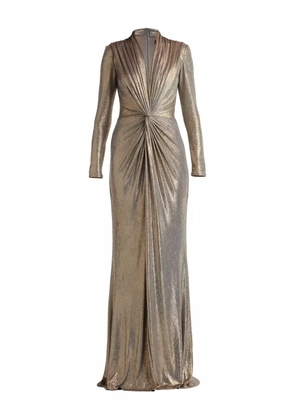 Tadashi Shoji pleated knot-front maxi dress - Gold