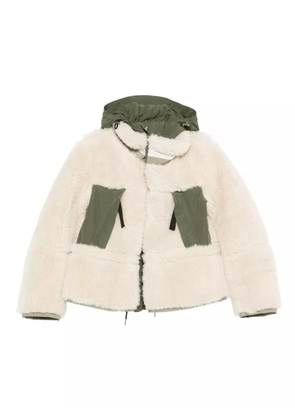 sacai hooded panelled jacket - Neutrals