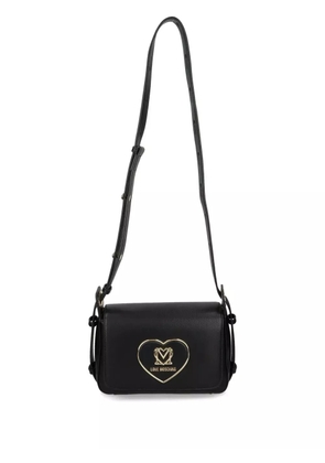 Love Moschino logo-plaque faux-leather shoulder bag - Black