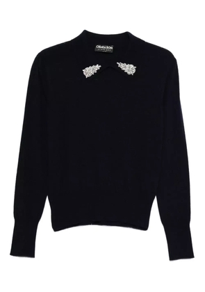 CHIARA BONI La Petite Robe embellished-collar cashmere sweater - Black
