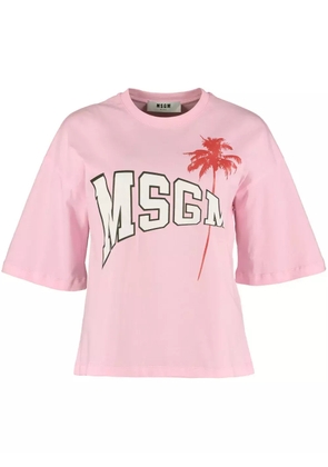 MSGM logo palm tree T-shirt - Pink