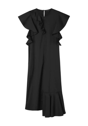 Lee Mathews ruffle-detail midi dress - Black