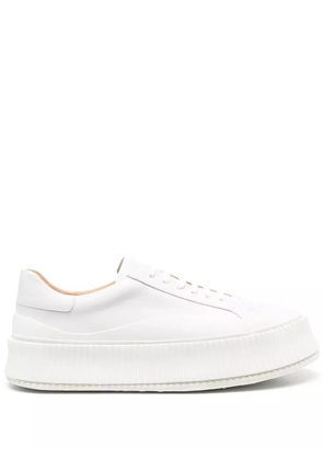 Jil Sander lace-up leather platform sneakers - White