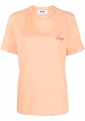 MSGM logo-embroidered cotton T-shirt - Orange