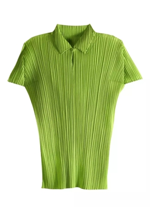 Pleats Please Issey Miyake August pleated polo top - Green