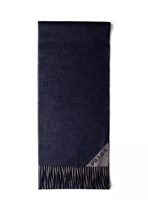 Prada logo-jacquard fringe-edges scarf - Blue