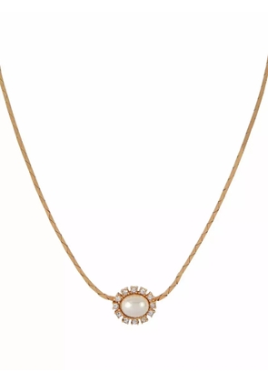 Christian Dior Pre-Owned 1980s pre-owned faux-pearl pendant necklace - Gold
