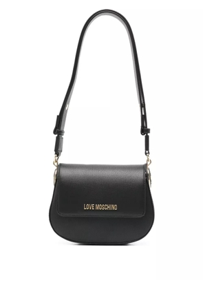 Love Moschino logo-plaque curved cross body bag - Black
