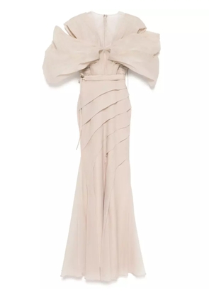 Zeena Zaki V-neck gown - Neutrals