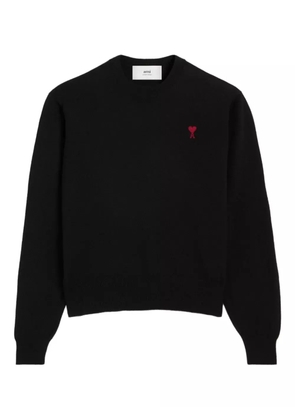 AMI Paris logo-embroidered wool jumper - Black