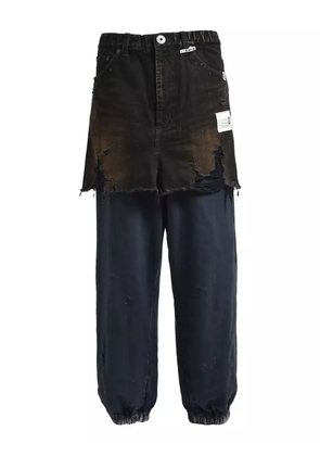 Maison MIHARA YASUHIRO frayed denim-panel jeans - Black