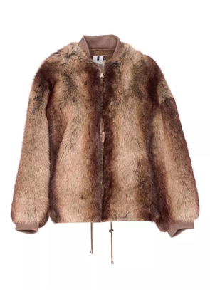 Sword faux-fur round neck jacket - Brown