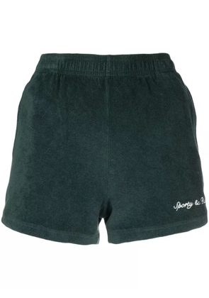 Sporty & Rich logo-embroidered terry-cloth track shorts - Green