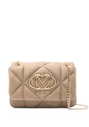 Love Moschino quilted logo-plaque cross body bag - Brown