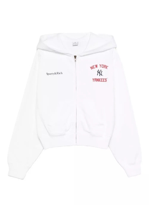 Sporty & Rich Homerun zip-up cropped hoodie - White