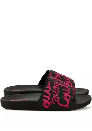 Versace Jeans Couture logo-print slides - Black