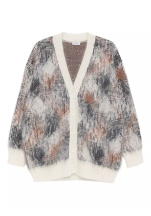 MRZ abstract-pattern button cardigan - White