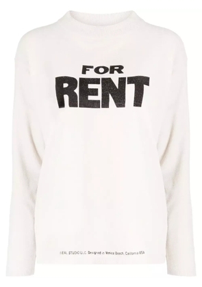 ERL For Rent slogan-print jumper - Neutrals