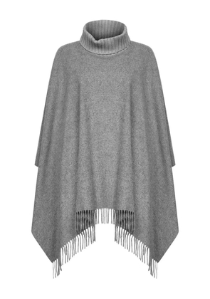 Blanca Vita turtleneck fringed poncho - Grey