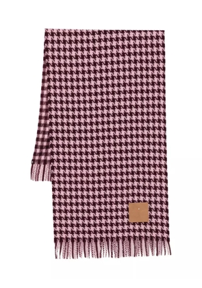 LIU JO houndstooth-pattern fringed scarf - Pink