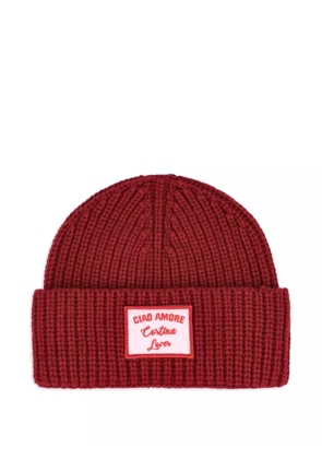 Giada Benincasa ribbed logp-patch beanie - Red