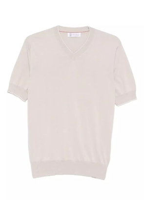 Brunello Cucinelli V-neck short-sleeve cotton T-shirt - Neutrals