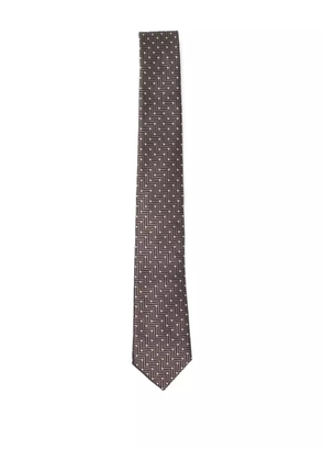 Giorgio Armani geometric-print silk tie - Brown
