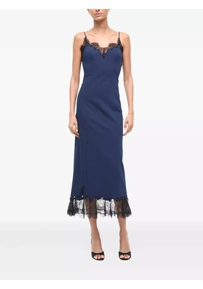 STAUD Nadia lace-trim midi dress - Blue