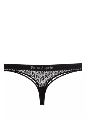 Palm Angels monogram-motif lace thong - Black