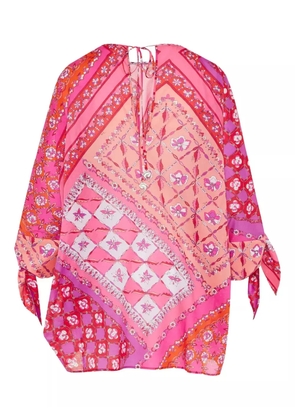 PUCCI tie-sleeve patterned beach dress - Pink