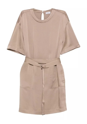 Brunello Cucinelli belted mini dress - Neutrals