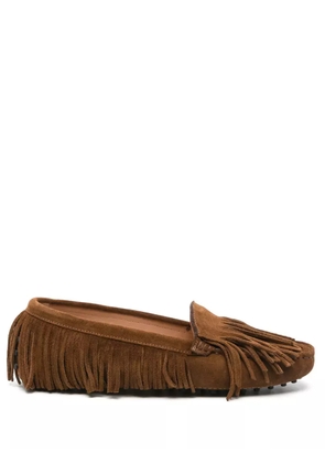 Scarosso fringed suede loafers - Brown