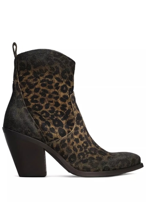 Metisse leopard-print ankle boots - Brown