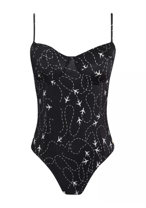 Brigitte planes-print swimsuit - Black