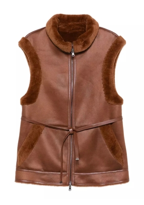 Urbancode fur-trimmed sleeveless jacket - Brown