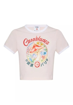 Casablanca Mushroom graphic-print cropped T-shirt - Pink