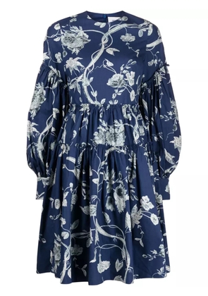 ERDEM floral-print tiered dress - Blue