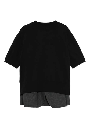 sacai short-sleeve layered sweater - Black