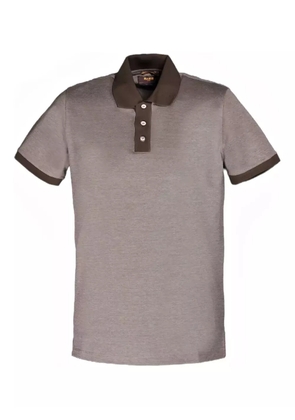Moorer contrast-collar polo shirt - Brown