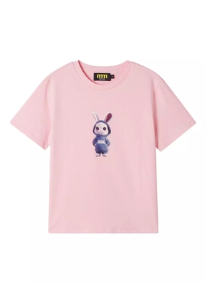 Mini Cream rabbit-print cotton T-shirt - Pink