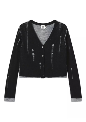 b+ab distressed button cardigan - Black
