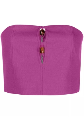 GANNI bead-embellished crop top - Purple